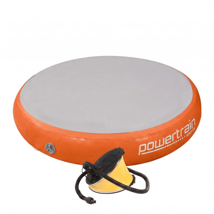 Powertrain 20cm Thick 1m Airtrack Spot Round Inflatable Gymnastics Tumbling Mat Air Track with Pump - Orange