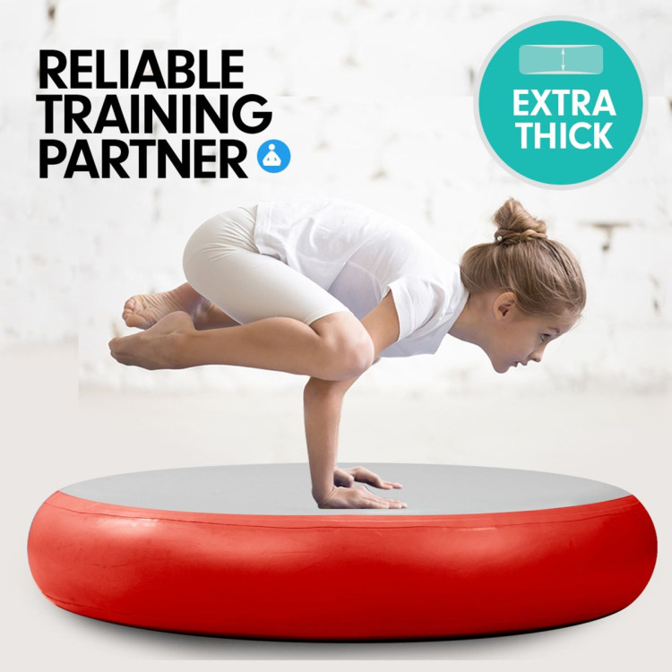Powertrain 20cm Thick 1m Airtrack Spot Round Inflatable Gymnastics Tumbling Mat Air Track with Pump - Red image 4