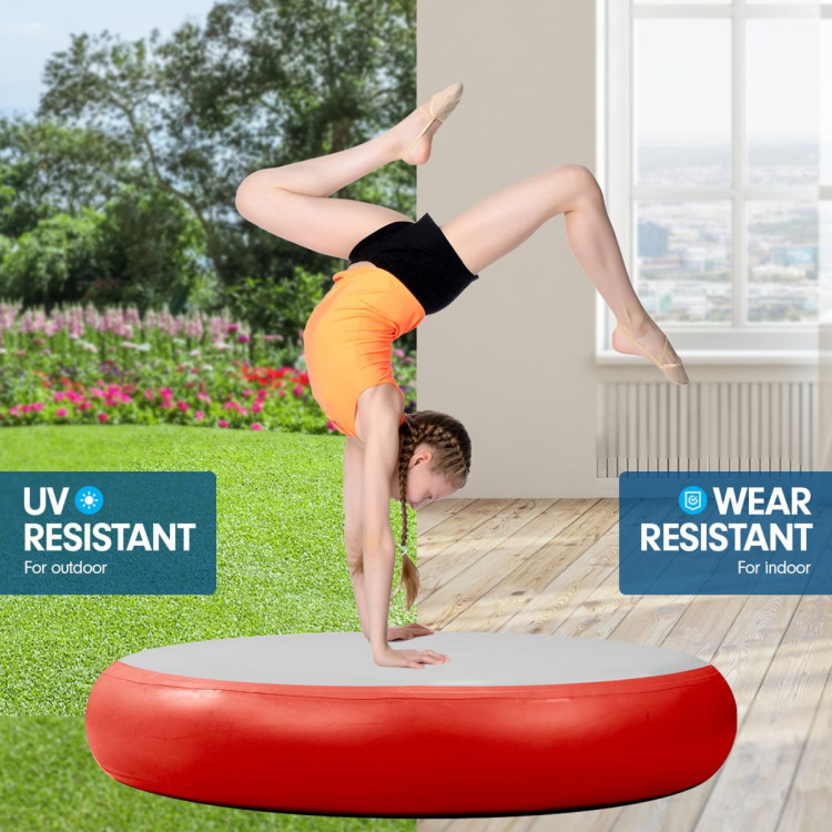 Powertrain 20cm Thick 1m Airtrack Spot Round Inflatable Gymnastics Tumbling Mat Air Track with Pump - Red image 7
