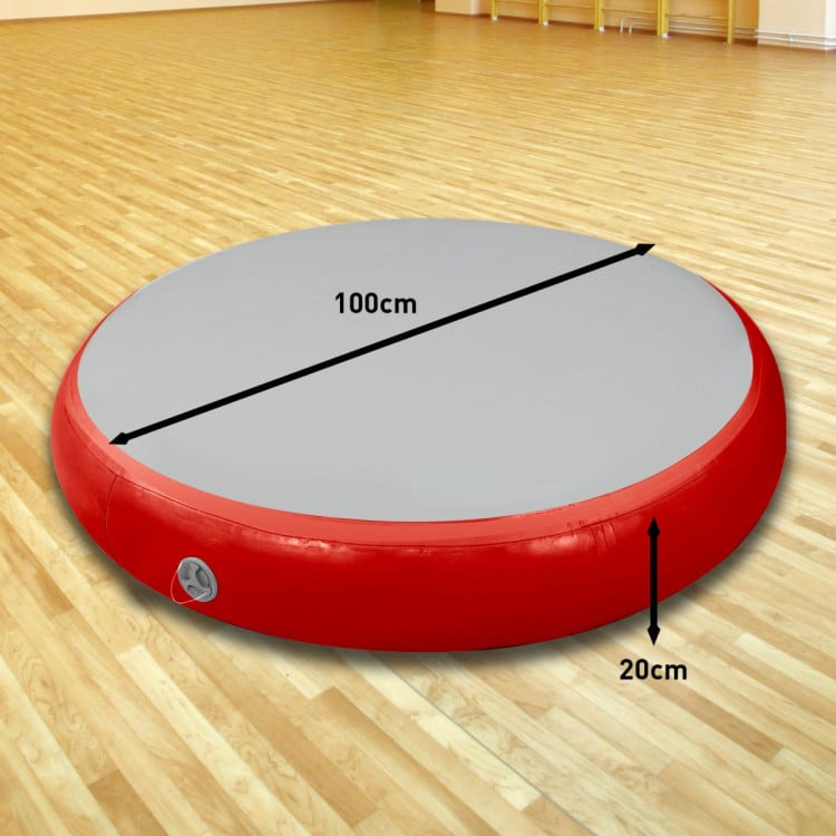 1m Air Track Spot Round Inflatable Gymnastics Tumbling Mat Pump Red image 8