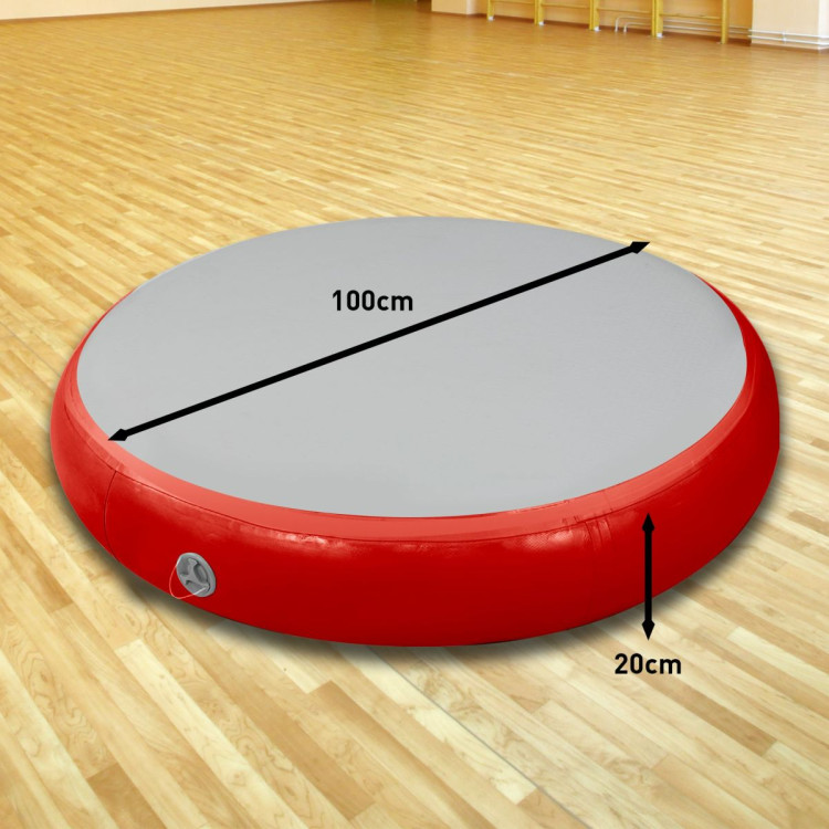 Powertrain 20cm Thick 1m Airtrack Spot Round Inflatable Gymnastics Tumbling Mat Air Track with Pump - Red image 9
