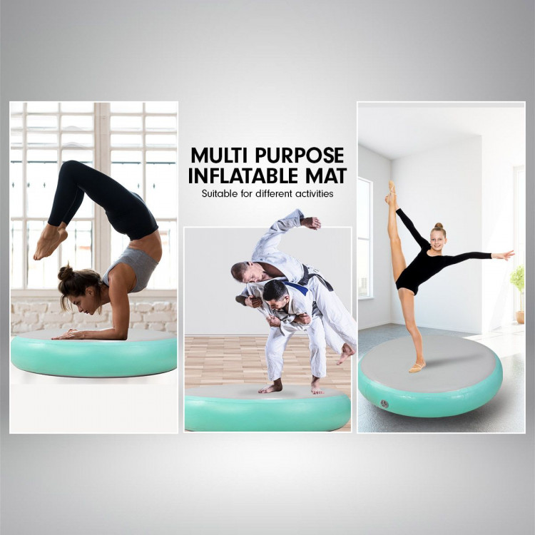 1m Air Spot Tumbling Mat Gymnastics Round Exercise Track - Green image 7