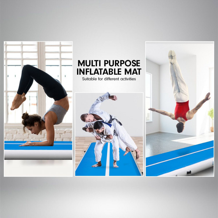 3m Airtrack Tumbling Mat Gymnastics Exercise 20cm Air Track Blue White image 9
