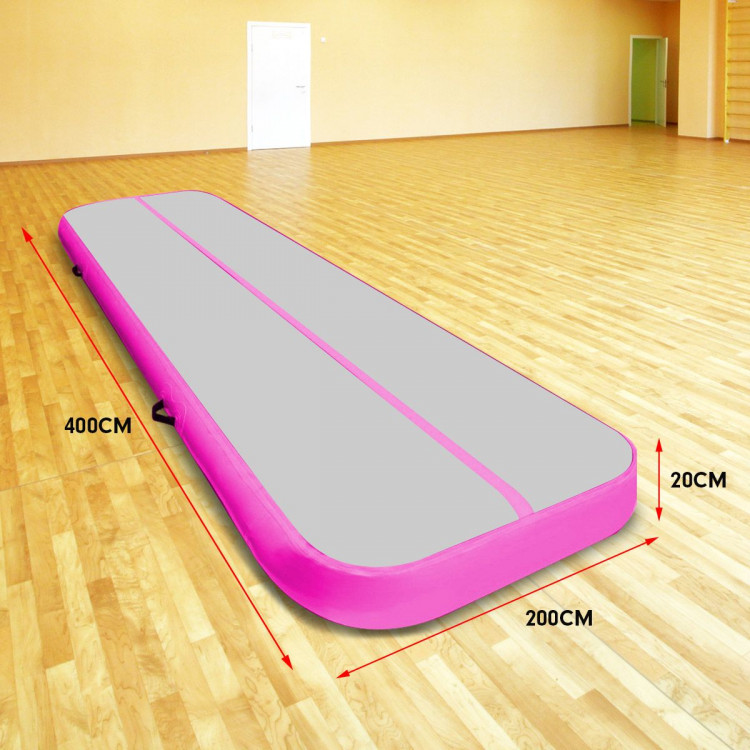 4m x 2m Airtrack Tumbling Mat Gymnastics Exercise Air Track Grey Pink image 11