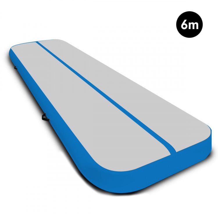 6m x 2m Airtrack Tumbling Mat Gymnastics Exercise Air Track Grey Blue image 2