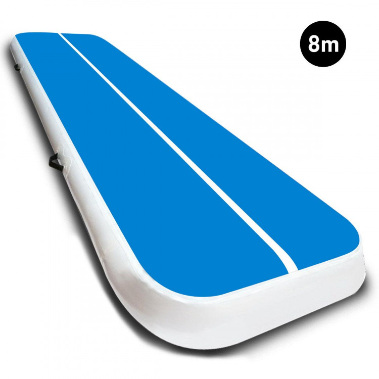 8m Airtrack Tumbling Mat Gymnastics Exercise 20cm Air Track Blue White
