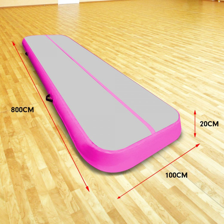 8m Airtrack Tumbling Mat Gymnastics Exercise 20cm Air Track Grey Pink image 10
