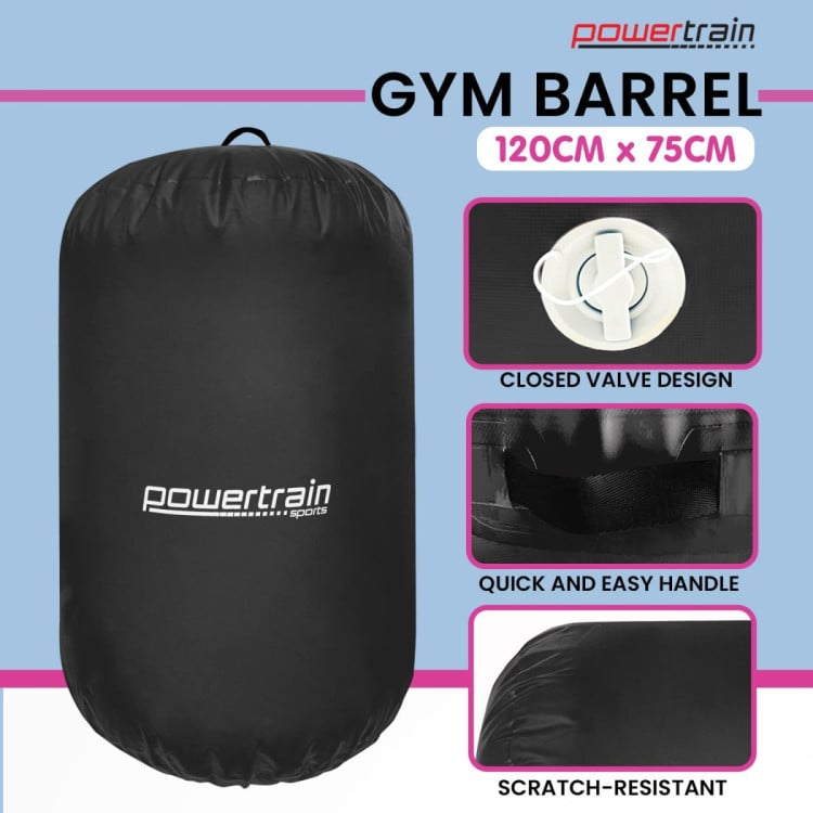 Inflatable Air Exercise Roller Gymnastics Gym Barrel 120 x 75cm Black image 8