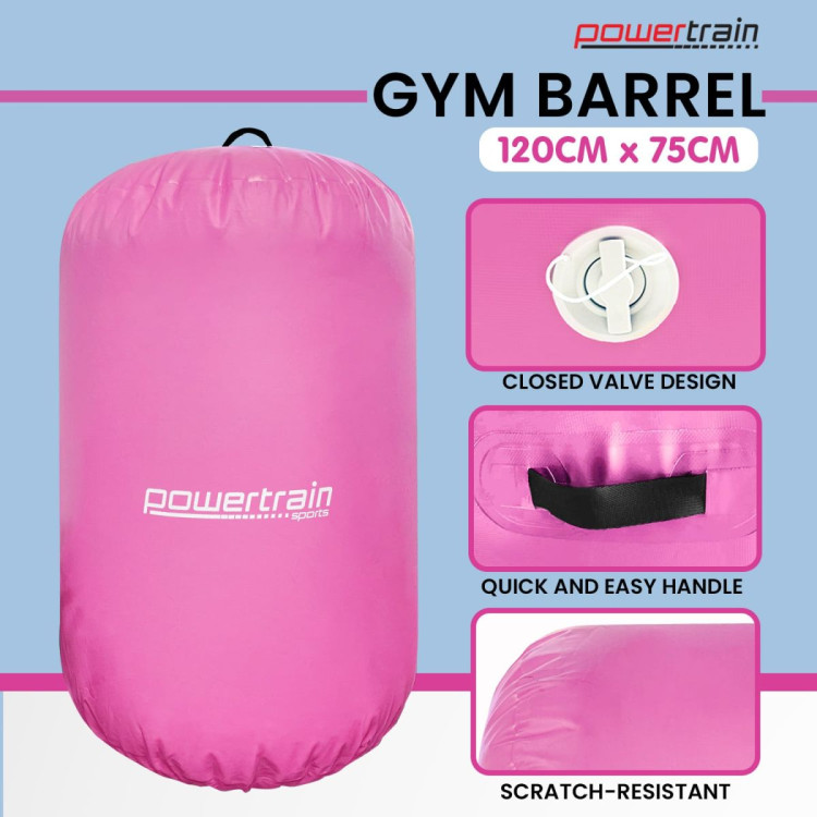 Inflatable Air Exercise Roller Gymnastics Gym Barrel 120 x 75cm Pink image 8