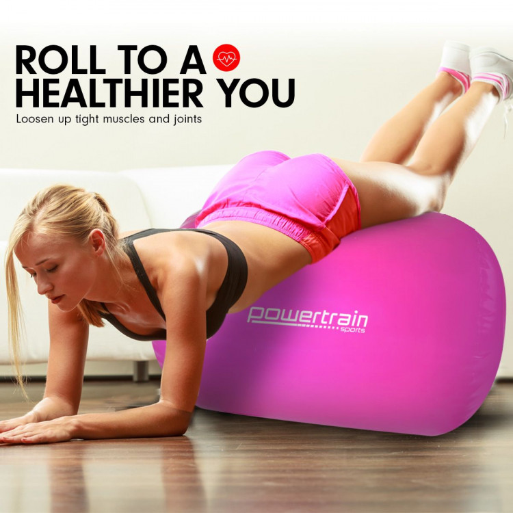 Inflatable Air Exercise Roller Gymnastics Gym Barrel 120 x 75cm Pink image 12