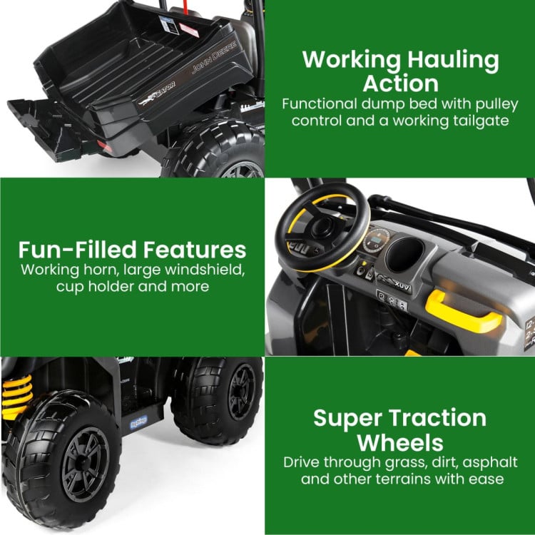John Deere Midnight Black Gator XUV Kids Ride On Car Dual Seat 12V Battery image 11