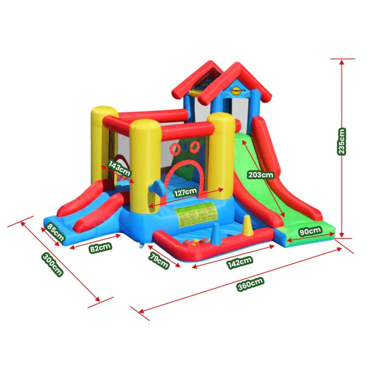 Happy Hop 7-in-1 Inflatable Bounce Jumping Castle Playhouse with Slide image 3