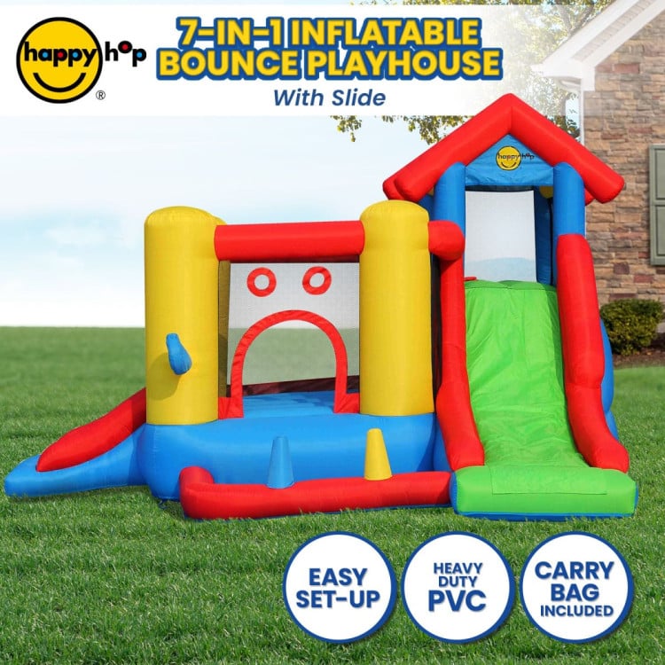 Happy Hop 7-in-1 Inflatable Bounce Jumping Castle Playhouse with Slide image 9