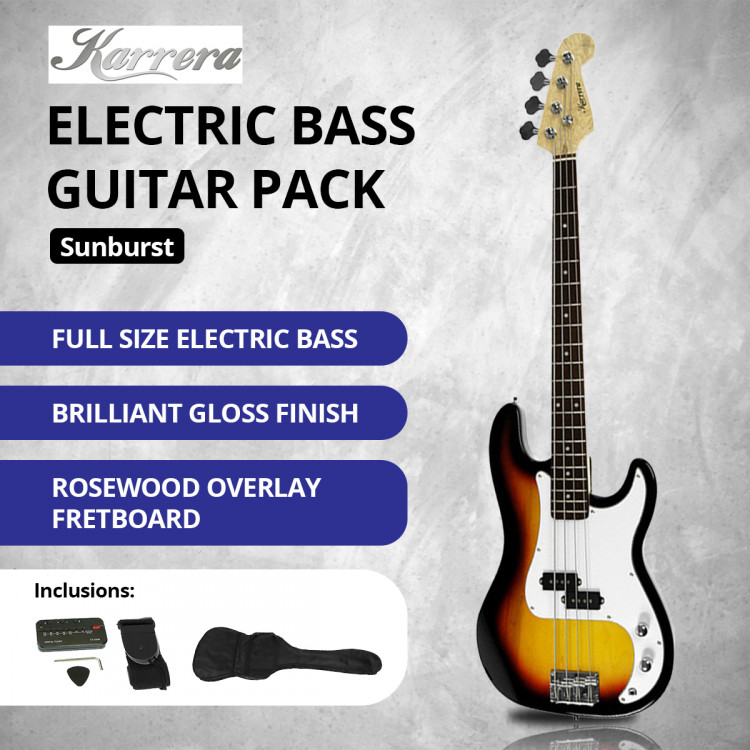 Karrera Electric Bass Guitar Pack - Sunburst image 8