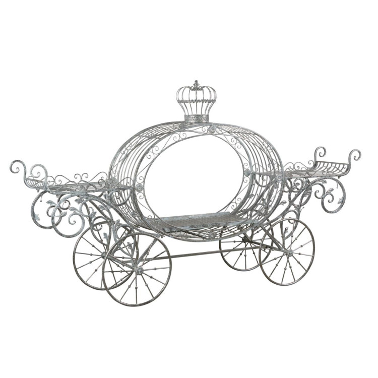 258cm Silver and White Metal Pumpkin Carriage