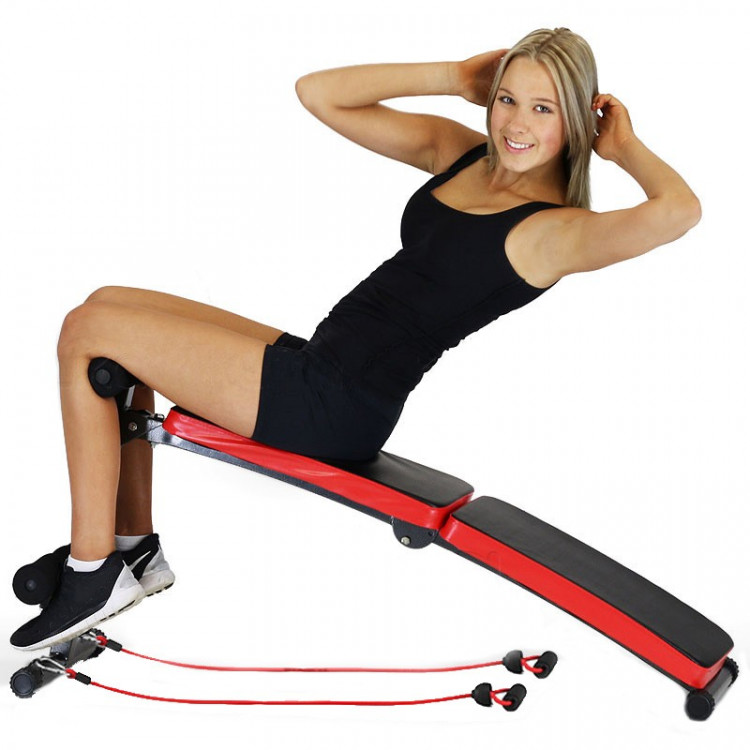 Inclined Sit up bench with Resistance bands image 2