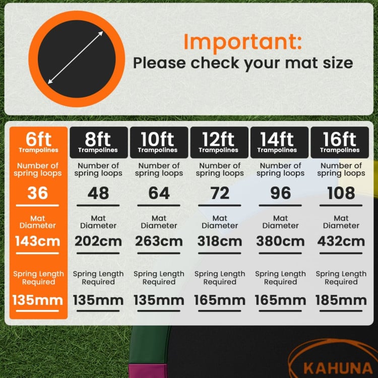 Kahuna 6ft Trampoline Replacememnt Safety Pad Cover and Spring Jumping Bounce Mat Blue image 3
