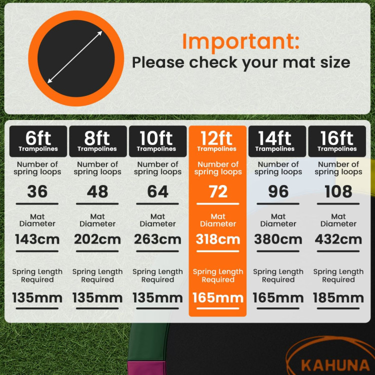 Kahuna 12ft Replacement Trampoline Safety Pad Cover and Jumping Spring Mat - Blue image 7