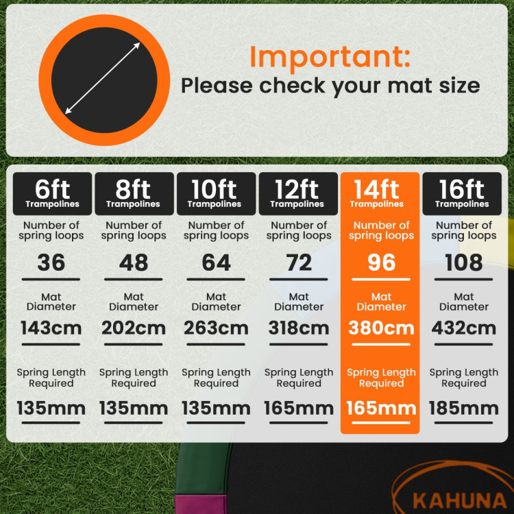 Kahuna 14ft Replacement Trampoline Safety Pad Cover and Jumping Spring Mat - Orange image 7