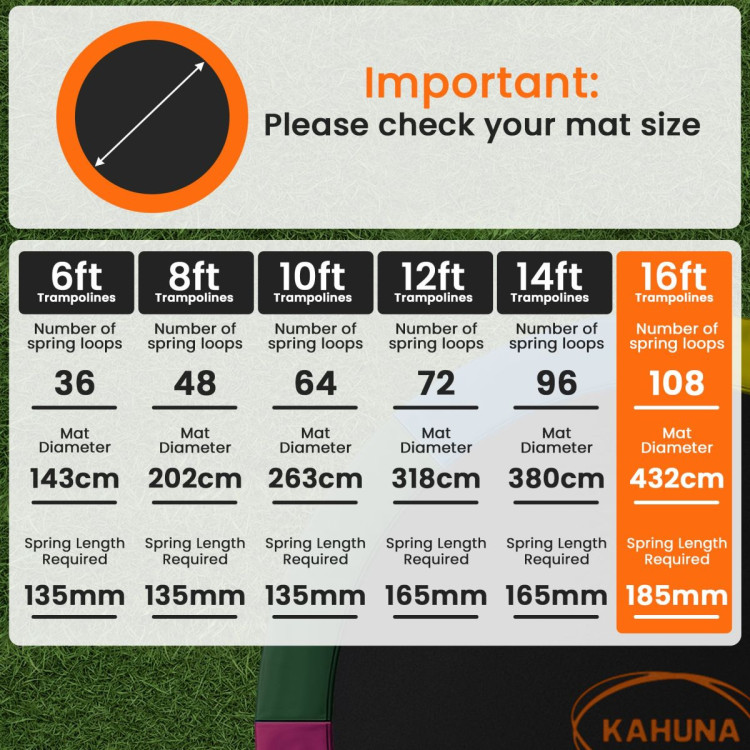 Kahuna 16ft Replacement Trampoline Safety Pad Cover and Jumping Spring Mat - Blue image 6