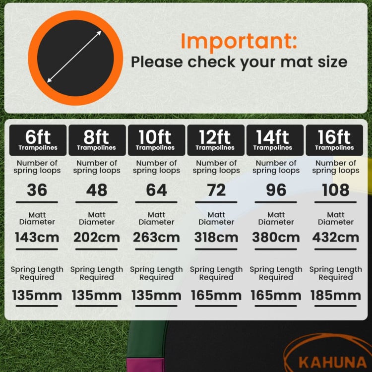 Kahuna 8ft Replacement Trampoline Safety Pad Cover and Jumping Spring Mat - Orange image 8