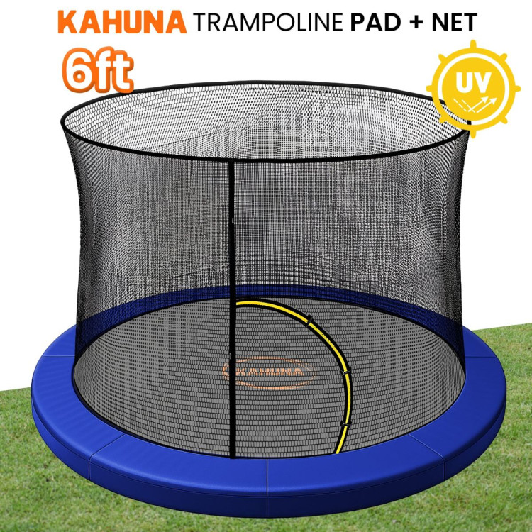 Kahuna 6ft 6-Pole Replacement Trampoline Spring Pad Cover Safety Net Set Blue image 3