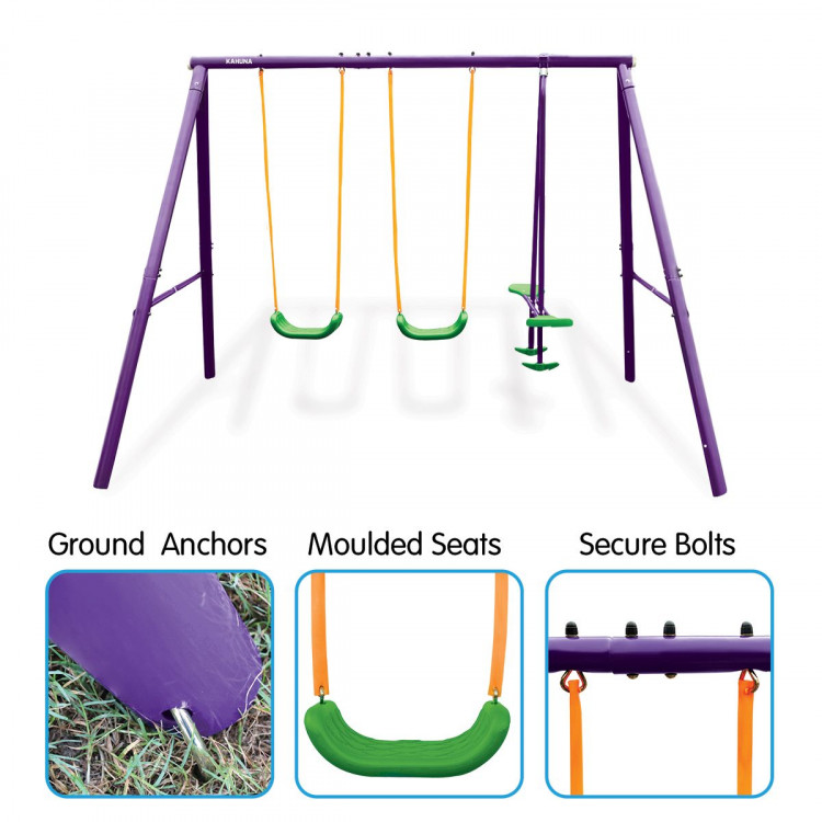 Kahuna Kids 4-Seater Swing Set Purple Green image 6