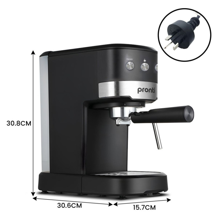 Pronti Breakfast Set with Rose Gold Kettle & Toaster with 1.2L Espresso Machine - Black image 6