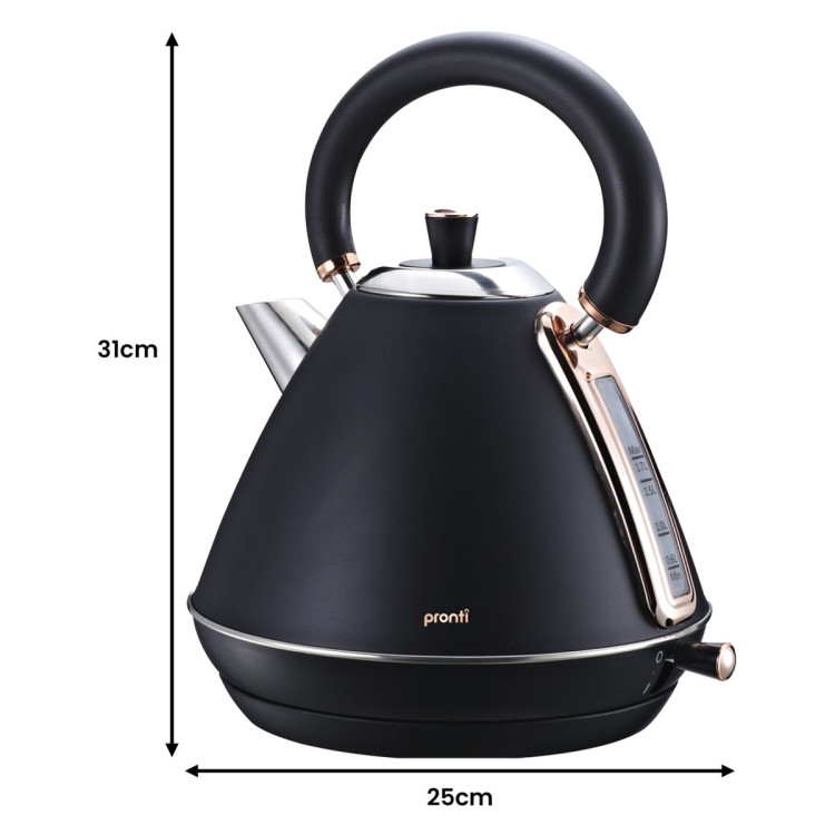 Pronti Breakfast Set with Rose Gold Kettle & Toaster with 1.2L Espresso Machine - Black image 7