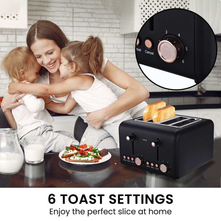 Pronti Breakfast Set with Rose Gold Kettle & Toaster with 1.2L Espresso Machine - Black image 12