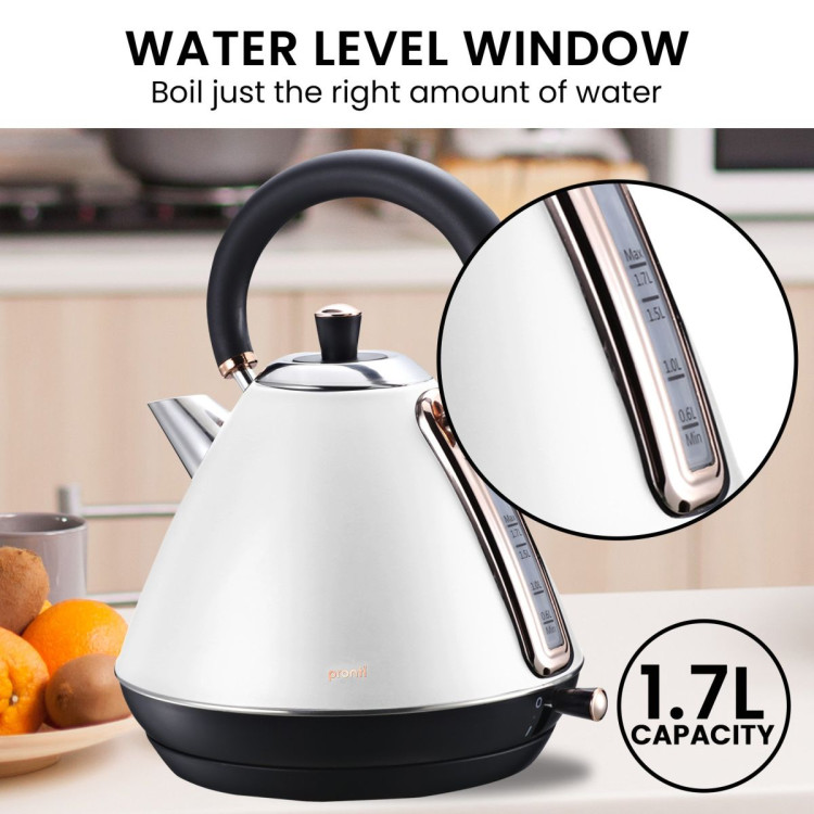 Pronti Breakfast Set with Rose Gold Kettle & Toaster with 1.2L Espresso Machine - White image 11