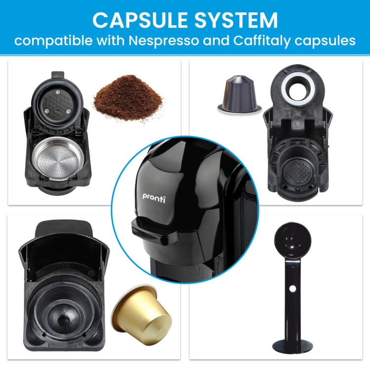 Pronti 3-in-1 Black Breakfast Set Kettle, 4-Slice Toaster and Pronti HomeMaid Coffee Machine Appliance Combo image 11