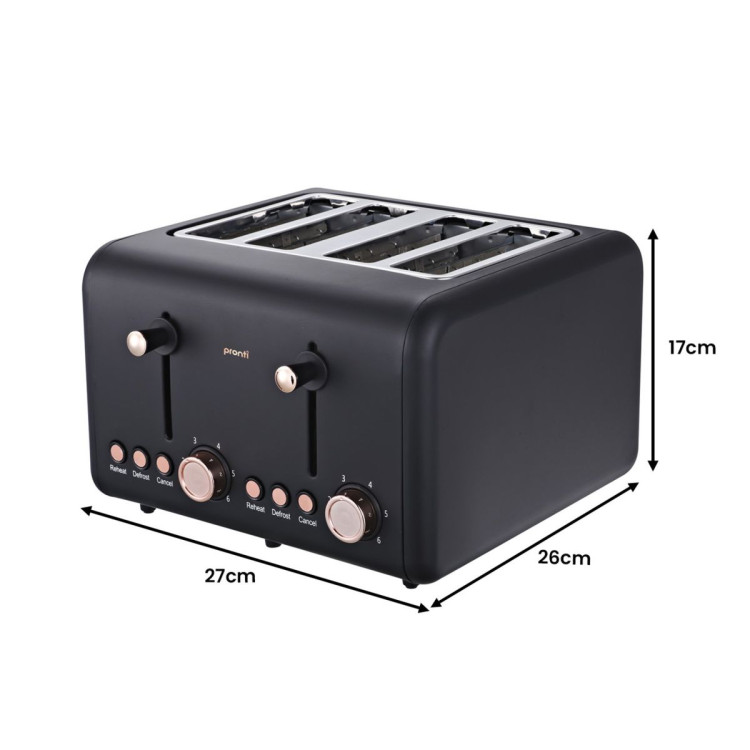 Pronti 3-in-1 Black Breakfast Set Kettle, 4-Slice Toaster and Pronti HomeMaid Coffee Machine Appliance Combo image 7