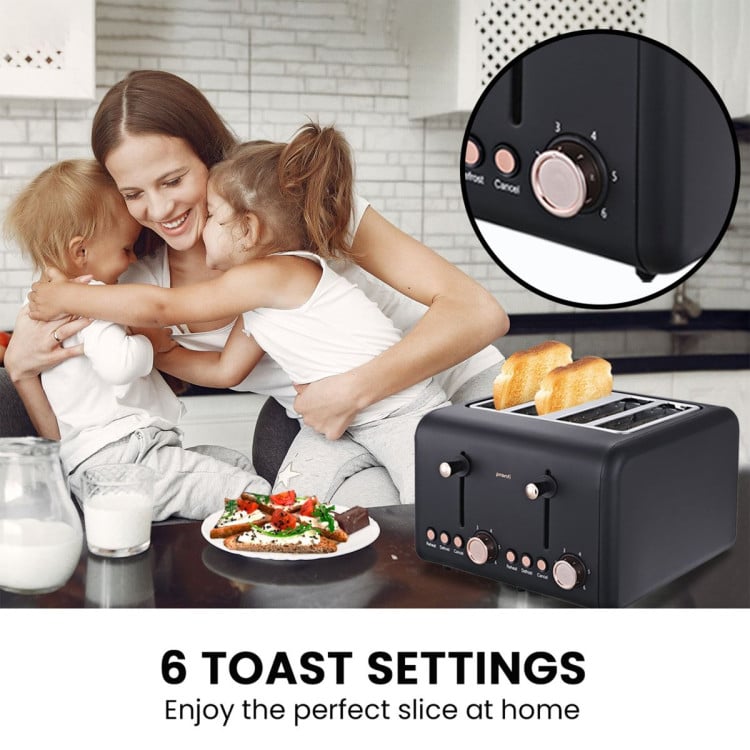 Pronti 3-in-1 Black Breakfast Set Kettle, 4-Slice Toaster and Pronti HomeMaid Coffee Machine Appliance Combo image 10
