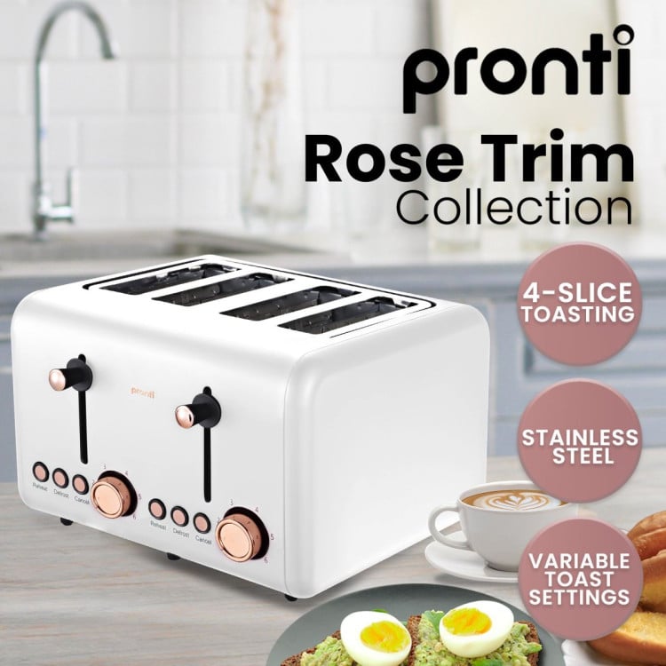 Pronti 3-in-1 White Breakfast Set Kettle, 4-Slice Toaster and Pronti HomeMaid Coffee Machine Appliance Combo image 4