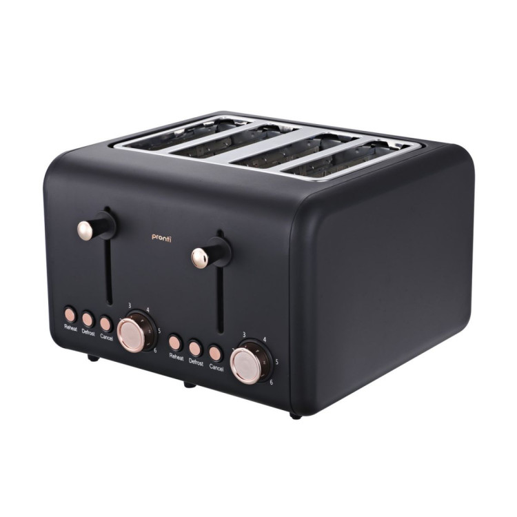 Pronti Rose Trim Collection Toaster & Kettle Bundle - Black image 4