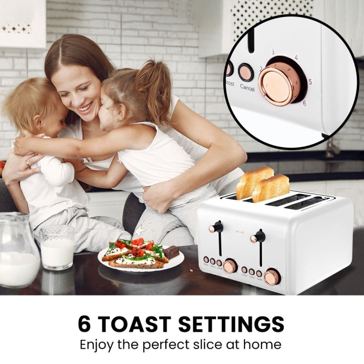 Pronti Rose Trim Collection Toaster & Kettle Bundle - White image 13