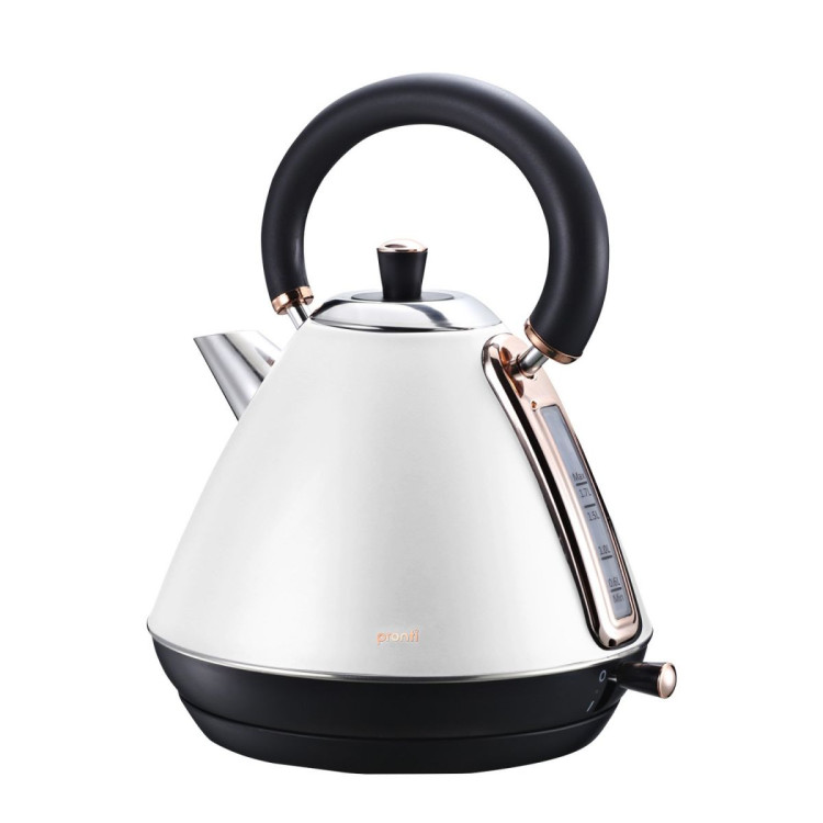 Pronti Rose Trim Collection Toaster & Kettle Bundle - White image 3