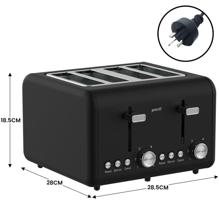 Pronti Silver Noir Collection 4 Slice Toaster and Kettle Bundle image 7