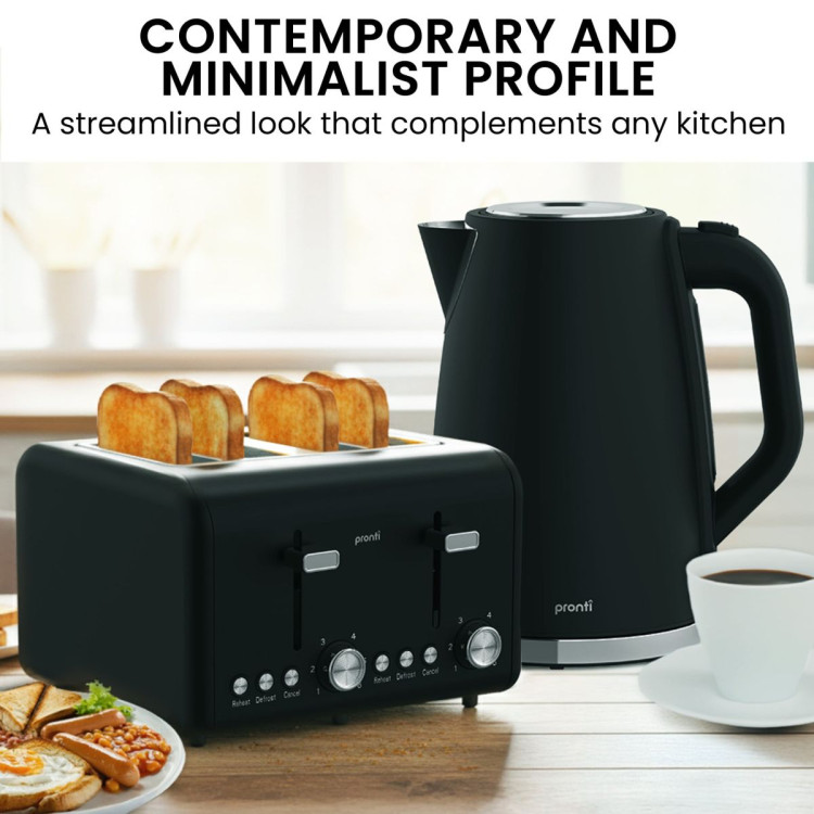 Pronti Silver Noir Collection 4 Slice Toaster and Kettle Bundle image 8