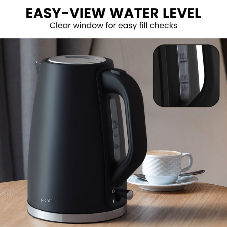 Pronti Silver Noir Collection 4 Slice Toaster and Kettle Bundle image 13
