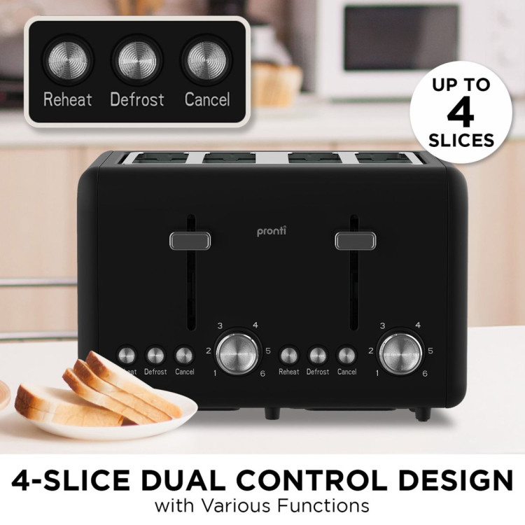 Pronti Silver Noir Collection 4 Slice Toaster and Kettle Bundle image 14