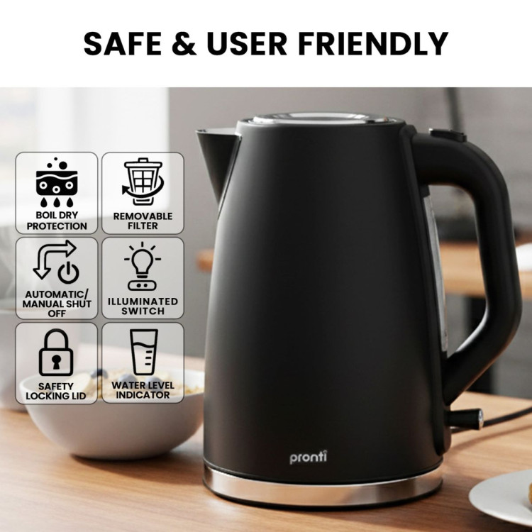 Pronti Silver Noir Collection 4 Slice Toaster and Kettle Bundle image 15
