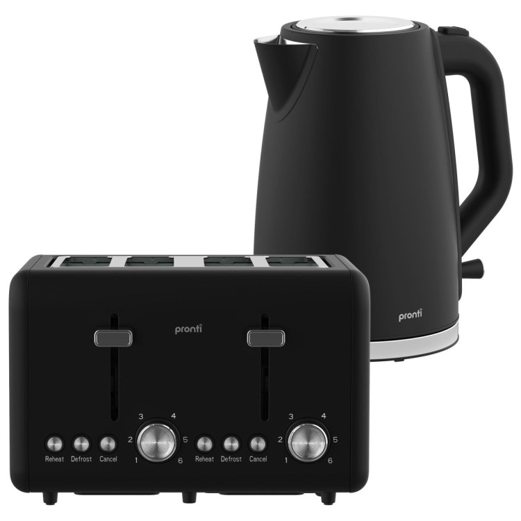 Pronti Silver Noir Collection 4 Slice Toaster and Kettle Bundle image 16