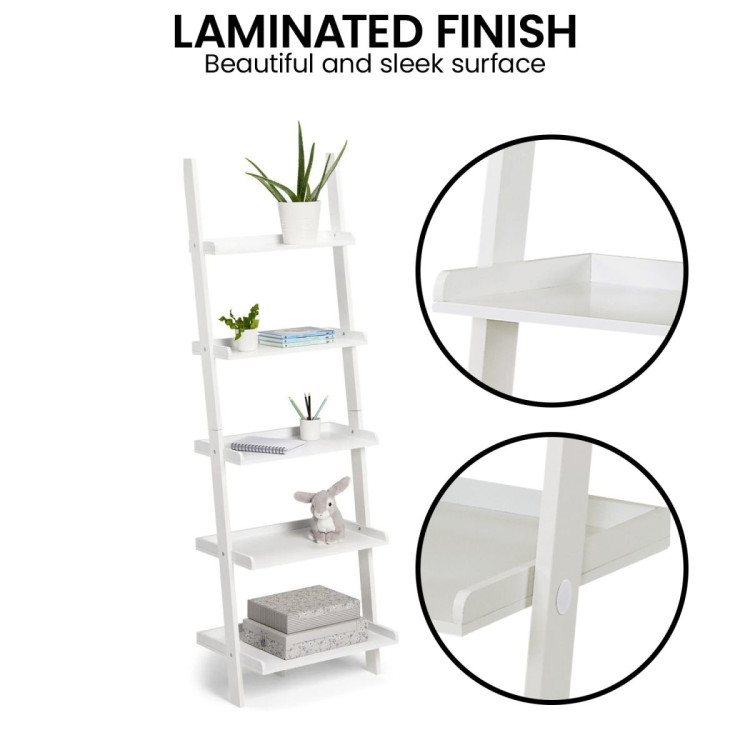Sarantino Aster 5-Tier Ladder Shelf - White image 9