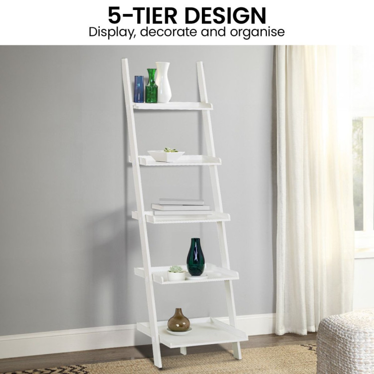 Sarantino Aster 5-Tier Ladder Shelf - White image 11