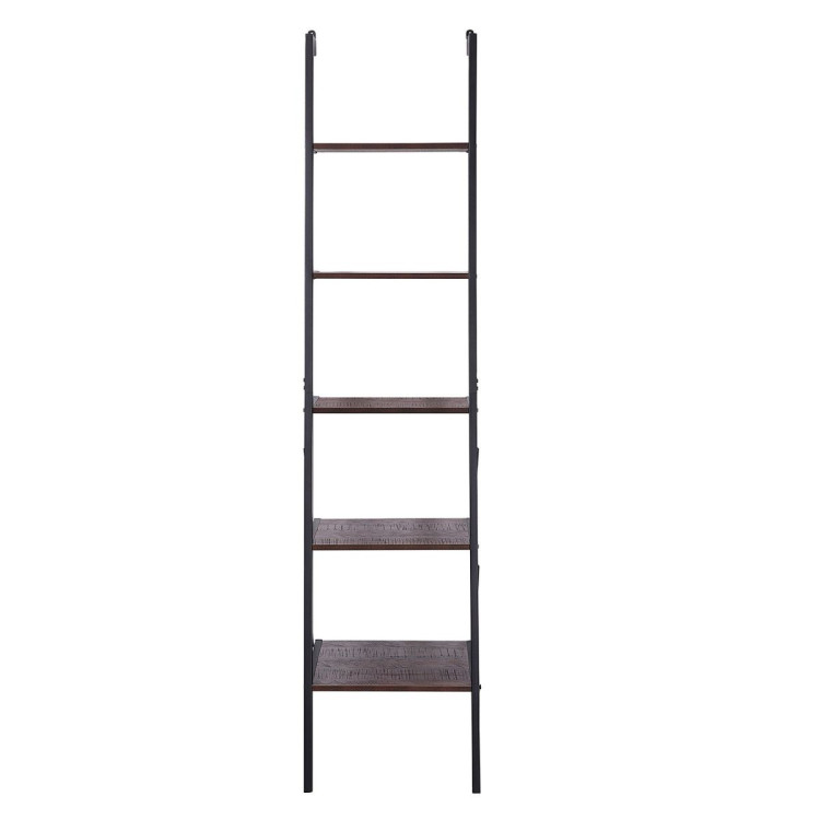Sarantino Amelia 5-Tier Ladder Shelf - Walnut image 3
