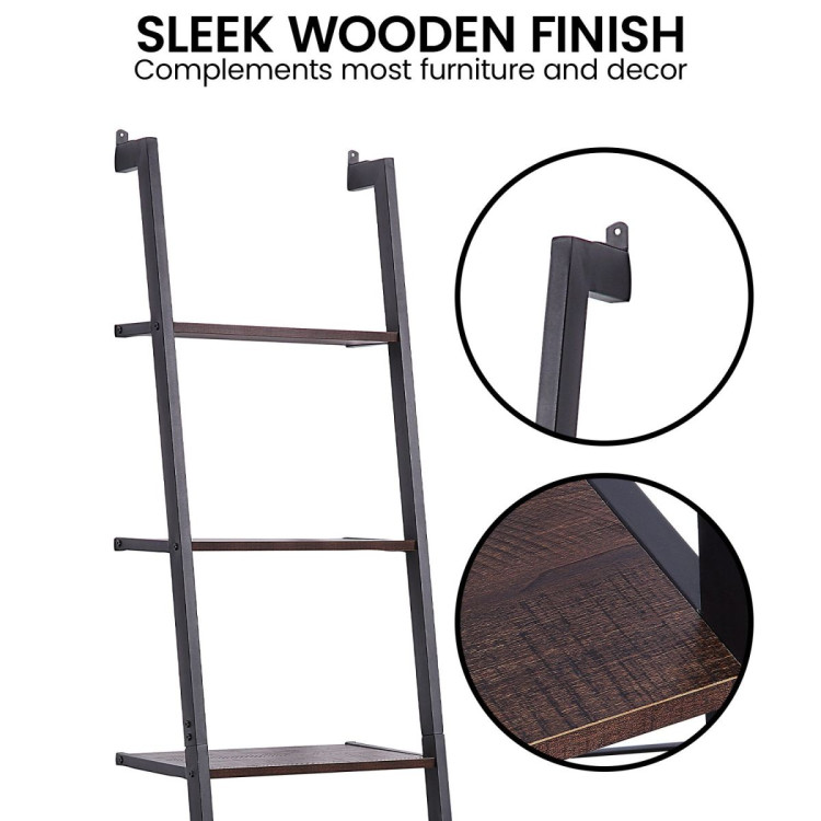 Sarantino Amelia 5-Tier Ladder Shelf in Walnut image 10