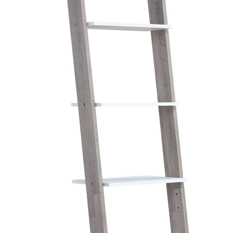 Sarantino Mira 5-Tier Ladder Shelf - White and Grey Oak image 3