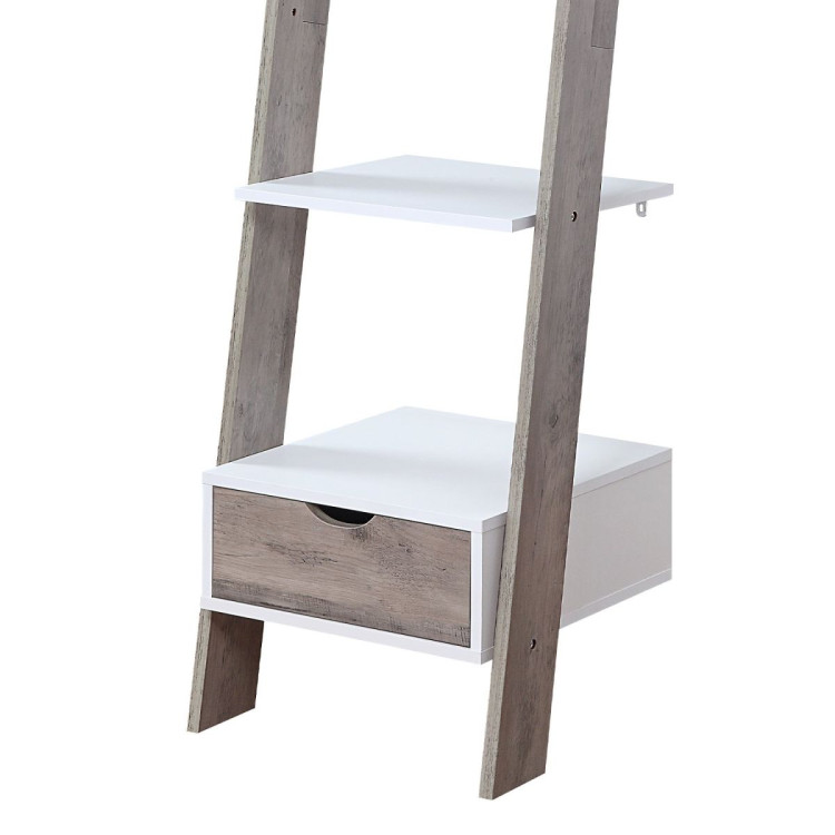 Sarantino Mira 5-Tier Ladder Shelf - White and Grey Oak image 5